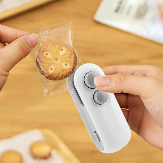 Alt view image 7 of 7 - Mini Bag Sealer, 2 in 1 Chip Bag Sealer and Cutter USB Rechargeable | Vacuum Food Sealer Bag, Portable Handheld Snack Bag Sealing Machine Mini Resealer for Plastic Bags