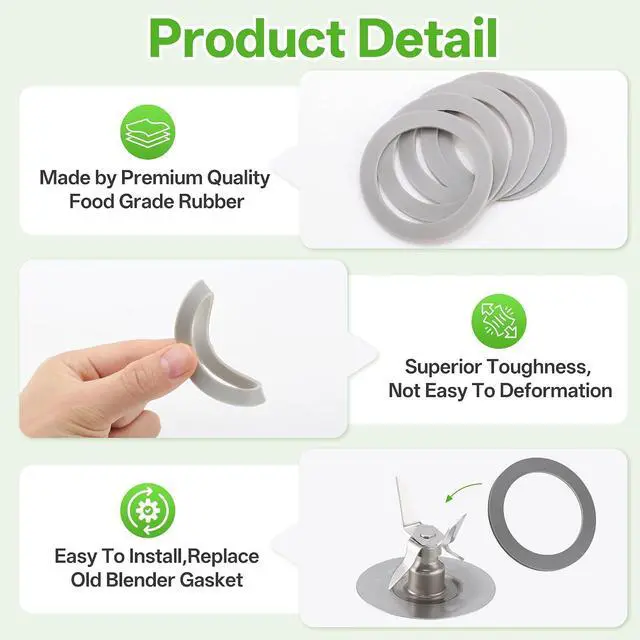 Alt view image 4 of 7 - 5 Pack Rubber Sealing O-Ring Gaskets for Oster and Osterizer Blender Blade | Food-grade Materials, BPA-free, Good Sealing & Leak-Proof, for Oster Blender Gasket Replacement Parts Accessories