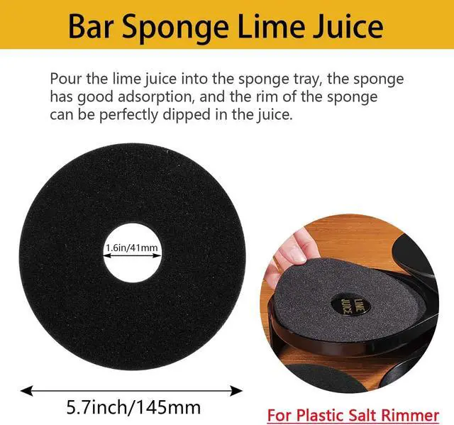 Alt view image 4 of 7 - 2Pcs Bar Salt Rimmer Sponges TonJin Black Replacement Sponge for Glass Rimmer, Margarita Salter, Lime Juice
