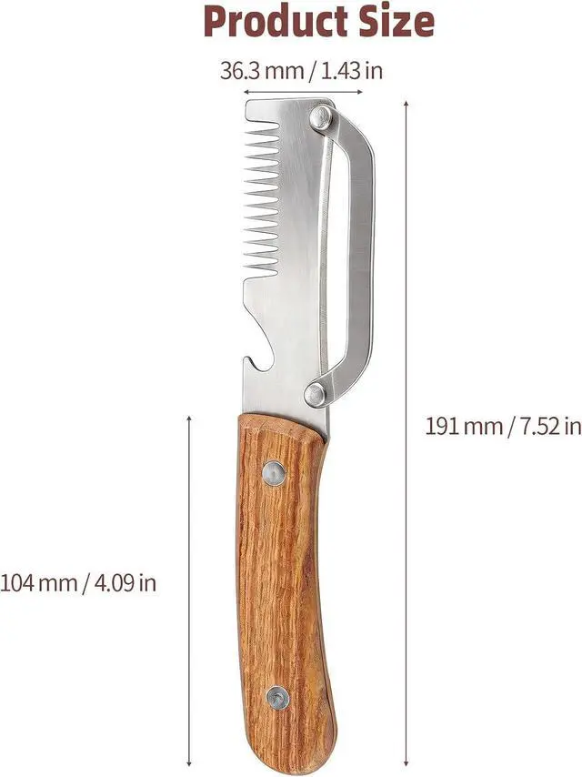 Alt view image 2 of 7 - Multifunctional Vegetable Peeler, 3 in 1 Julienne Peeler with Wooden Handle, Vegetable Shredder with Bottle Opener for Peeling Veggie Fruit Pineapple Pumpkin Carrot(2 Pack)