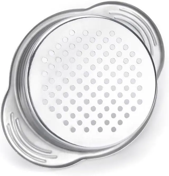 Main image of Stainless Steel Food Can Strainer Sieve Metal Tuna Press Filter Canning Lid Colander Oil Drainer Kitchen Tools for Beans Vegetables (Silver)