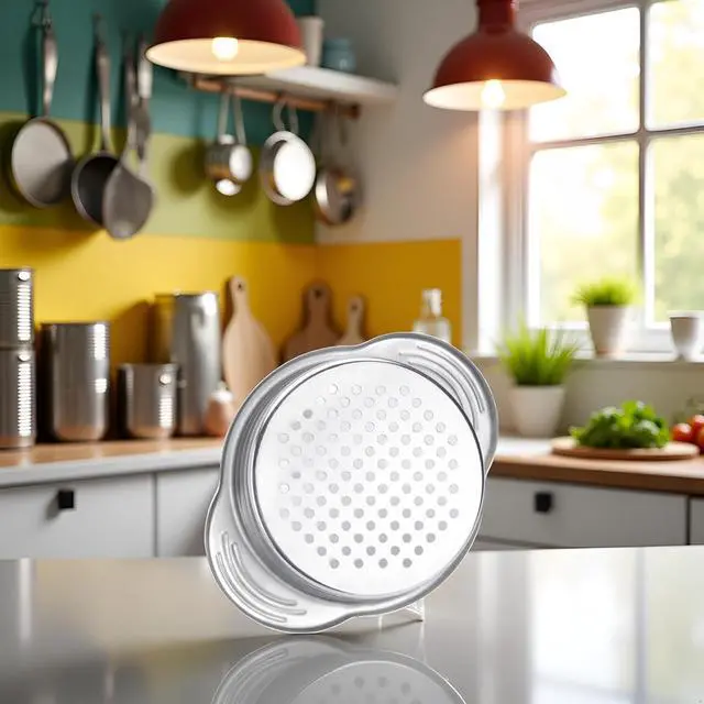 Alt view image 3 of 7 - Stainless Steel Food Can Strainer Sieve Metal Tuna Press Filter Canning Lid Colander Oil Drainer Kitchen Tools for Beans Vegetables (Silver)