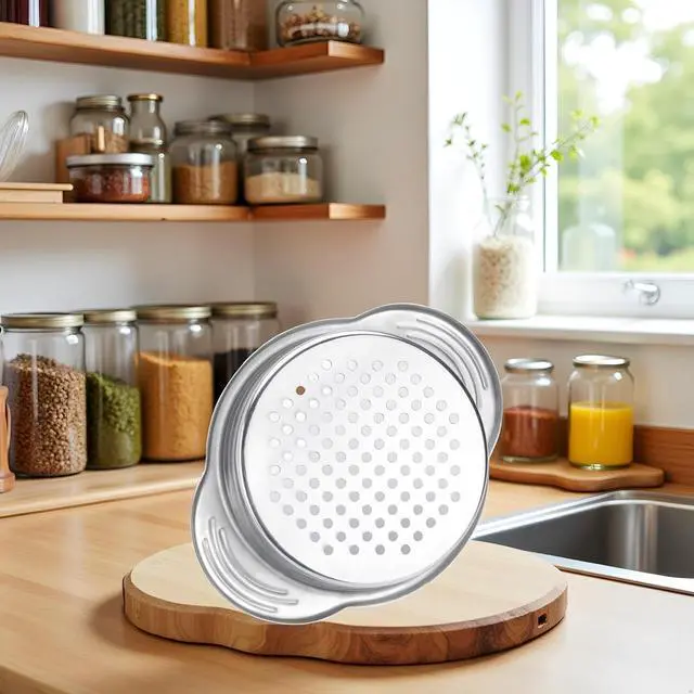 Alt view image 4 of 7 - Stainless Steel Food Can Strainer Sieve Metal Tuna Press Filter Canning Lid Colander Oil Drainer Kitchen Tools for Beans Vegetables (Silver)