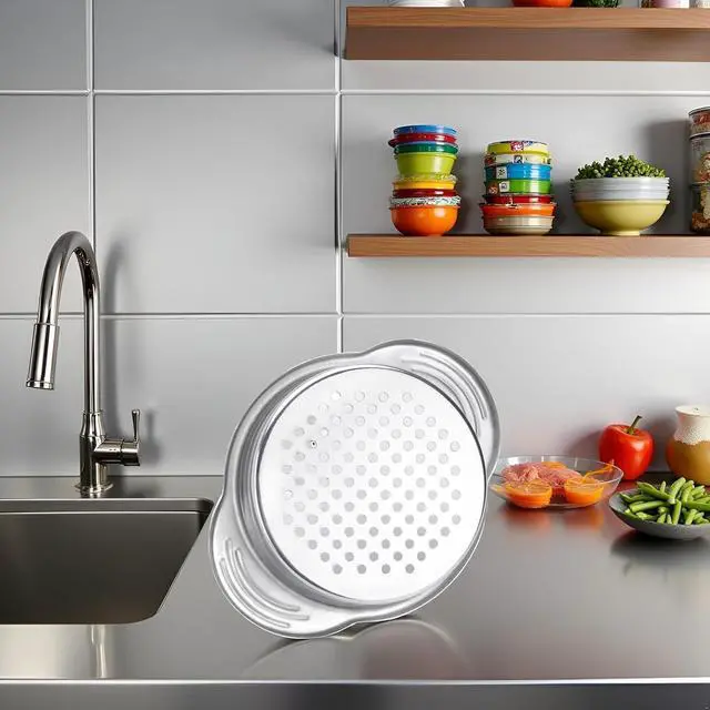 Alt view image 6 of 7 - Stainless Steel Food Can Strainer Sieve Metal Tuna Press Filter Canning Lid Colander Oil Drainer Kitchen Tools for Beans Vegetables (Silver)