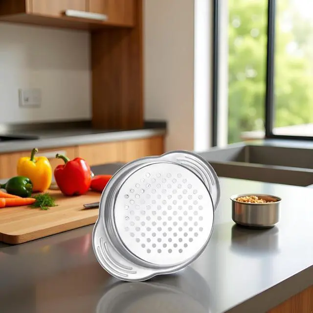 Alt view image 5 of 7 - Stainless Steel Food Can Strainer Sieve Metal Tuna Press Filter Canning Lid Colander Oil Drainer Kitchen Tools for Beans Vegetables (Silver)