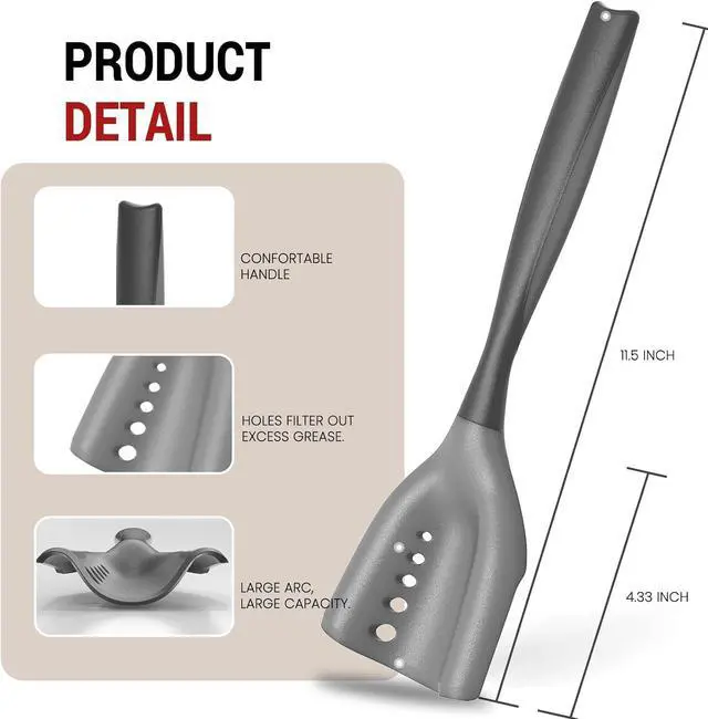 Alt view image 3 of 7 - Meat Chopper Mincing Spatula, Silicone Hamburger Grinder for Ground Beef | Heat Resistant, Smasher for Potato Mix Tool, Non-Scratch for Non-Stick Pans, Meat & Poultry Tenderizers, Black