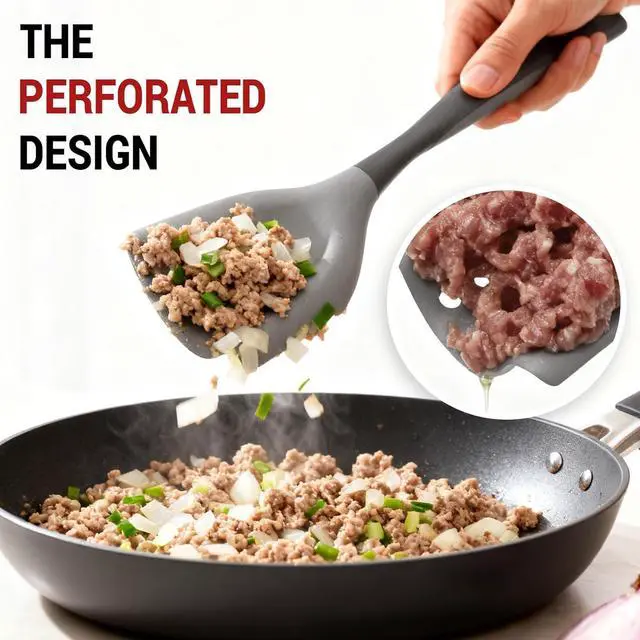 Alt view image 5 of 7 - Meat Chopper Mincing Spatula, Silicone Hamburger Grinder for Ground Beef | Heat Resistant, Smasher for Potato Mix Tool, Non-Scratch for Non-Stick Pans, Meat & Poultry Tenderizers, Black