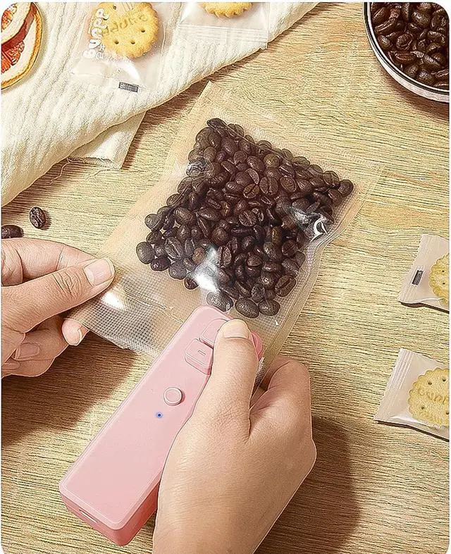 Alt view image 4 of 4 - Small Bag Sealer, 4.3 In Pink Rechargeable Type 5W 400mAh Vacuum Sealer fo All Food Bag Sealering (pink)