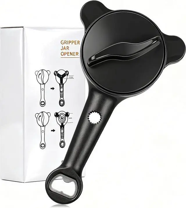 Main image of Jar Openers for Seniors, 4-in-1 Can Opener for Weak Hands & Seniors Ergonomic Non-Slip Handle, Fits 1-3.5 Inch Kitchen Mason Jars, Bottles & Cans (Black)