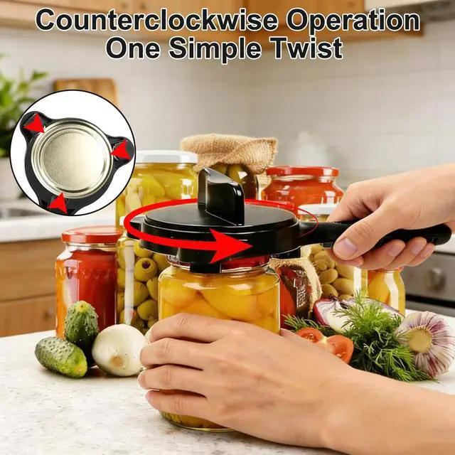 Alt view image 3 of 7 - Jar Openers for Seniors, 4-in-1 Can Opener for Weak Hands & Seniors Ergonomic Non-Slip Handle, Fits 1-3.5 Inch Kitchen Mason Jars, Bottles & Cans (Black)