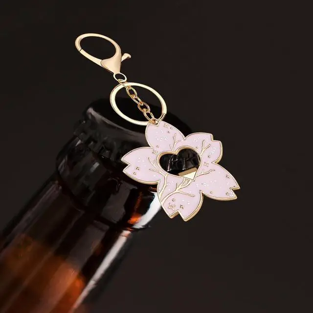 Alt view image 4 of 5 - Flower Bottle Opener Keychain, Pink Bottle Opener Keychain, Cherry Blossom Women's