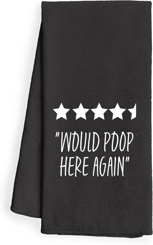 Main image of WFSM Funny Decorative Towels - Would Poop Here Again Hand Towels, Fun Decor, 1624 Inches (Black)