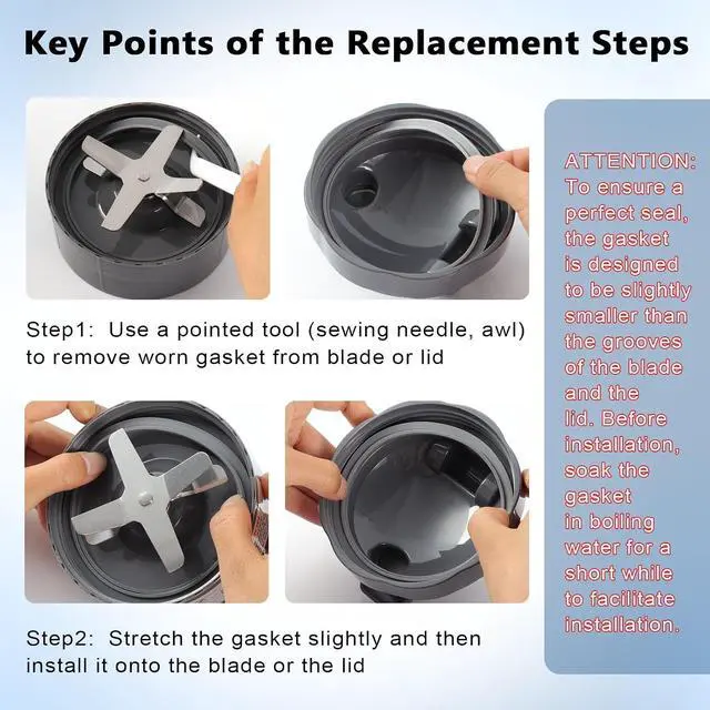 Alt view image 6 of 7 - 3 PCS Blender Gasket Replacement, Rubber Seal Rings Suitable for Nutribullet 900 Series Blenders with 600W and 900W (3 Pieces)