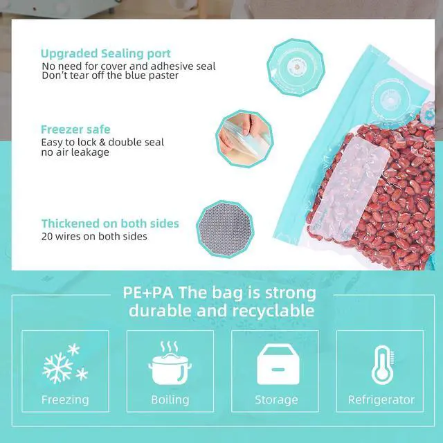Alt view image 3 of 6 - Sous Vide Bags Reusable, Vacuum Food Storage Bags 15 pcs (S M L each size 5pcs) Comes with 4 sealing sliders PA&PE material Double zipper Long-lasting freshness Bag for Cooking, Food Storage