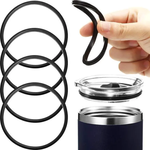 Main image of Patelai 4 Pieces 20 oz Tumbler Lid Gaskets Replacement Rubber, Black | O Ring Seal Design for Leak Proof, Fits 10 12 16 20 oz Insulated Steel Tumblers, Resealable Spare for Worn Lids