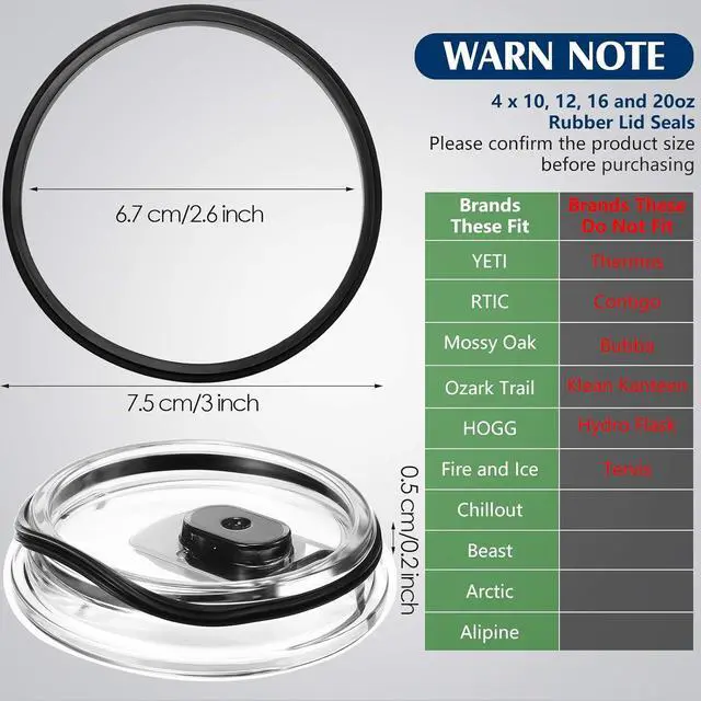 Alt view image 2 of 7 - Patelai 4 Pieces 20 oz Tumbler Lid Gaskets Replacement Rubber, Black | O Ring Seal Design for Leak Proof, Fits 10 12 16 20 oz Insulated Steel Tumblers, Resealable Spare for Worn Lids