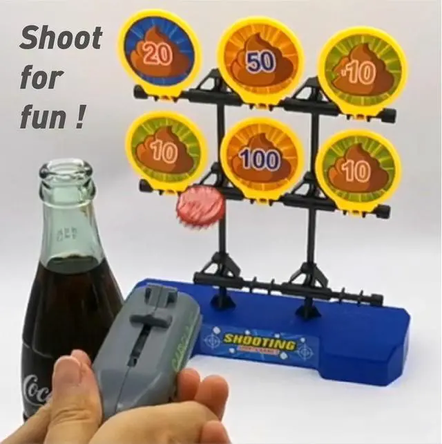 Alt view image 5 of 6 - cap gun bottle opener launcher shooter funny shooting gun creative beverage bottle opener, suitable for party games, family gatherings, outdoor barbecues (2pc black red)