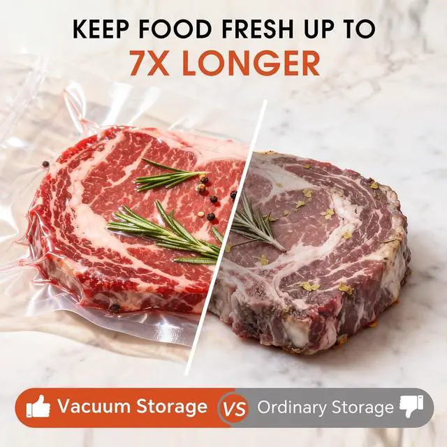 Alt view image 5 of 6 - Vacuum Sealer Rolls 2 Pack, 11 x 16 Vacuum Seal Bags for Food Storage Saver, BPA-Free Food Saver Bags Rolls for Freezer, Meal Prep & Sous Vide Cooking