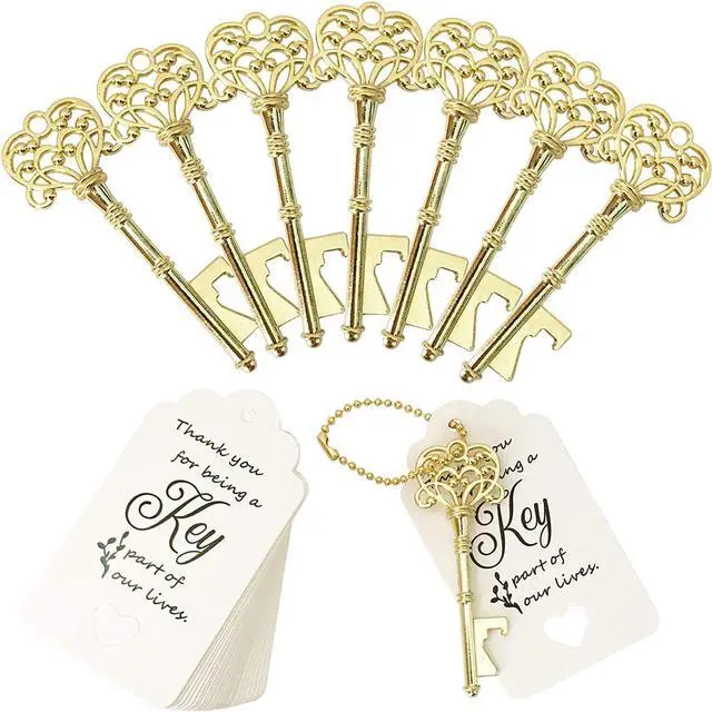 Main image of 20 PCS Key Bottle Openers,Vintage Skeleton Key Bottle Opener,Wedding Favors Bottle Opener with 20Pcs Tag Cards and 20Pcs Key Chains(Gold