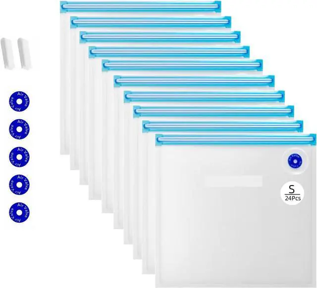 Main image of Sous Vide Bags Reusable 24 Pcs, Reusable Vacuum Seal Bags Compatible for Food for Anova, Joule Cookers, BPA Free Sous Vide Kit