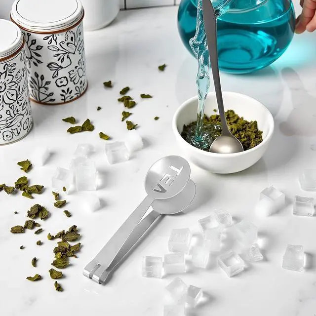 Alt view image 2 of 7 - Silver Tea Bag Squeezer, Stainless Steel Oval Tea Bag Squeezer Tongs, Tea Filter Clamp Tea Strainer Holder Clip, Suitable for Gripping Ice Cube, Sugar, Tea Strainers and Filters(12.3cm)