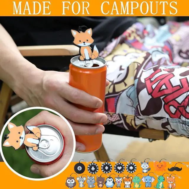 Alt view image 4 of 7 - Cartoon Can Protector - Cute Easy Tab Can Opener Drink Can Protector Cap for Coke,Beer Soda,Party,BBQ,Beach Accessory11