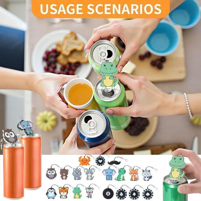 Alt view image 5 of 7 - Cartoon Can Protector - Cute Easy Tab Can Opener Drink Can Protector Cap for Coke,Beer Soda,Party,BBQ,Beach Accessory11