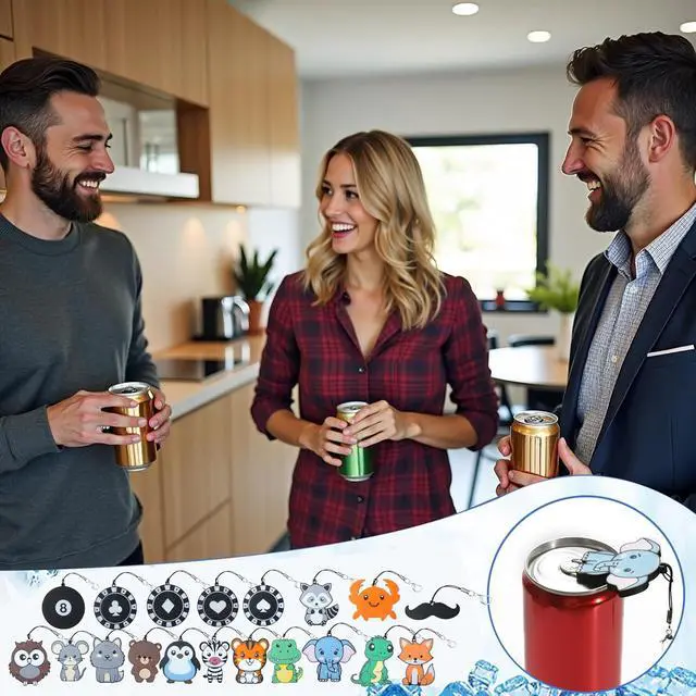 Alt view image 6 of 7 - Cartoon Can Protector - Cute Easy Tab Can Opener Drink Can Protector Cap for Coke,Beer Soda,Party,BBQ,Beach Accessory11