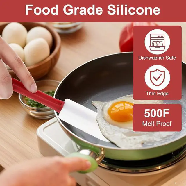 Alt view image 4 of 7 - 2PCS Spatulas Silicone Heat Resistant Silicone Scraper Spatula Rubber Rubber Scraper for Cooking Kitchen Use Utensils Sets