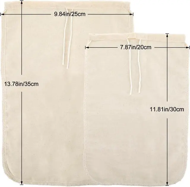 Alt view image 2 of 7 - Gjinxi Nut Milk Cloth Strainer 3 Pcs Cheesecloth Filter Bags Cream Color | Reusable Cotton Food Strainer, Colanders, Fit Almond, Soy, Oat Milk, Tea, Juices, Cold Brew Coffee