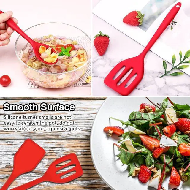 Alt view image 7 of 7 - 5Pcs Mini Spatula Silicone, Red Small Spatula for Fish, Fried Rice | Easy to Clean, Flexible, Reusable, Hangable, Nonstick