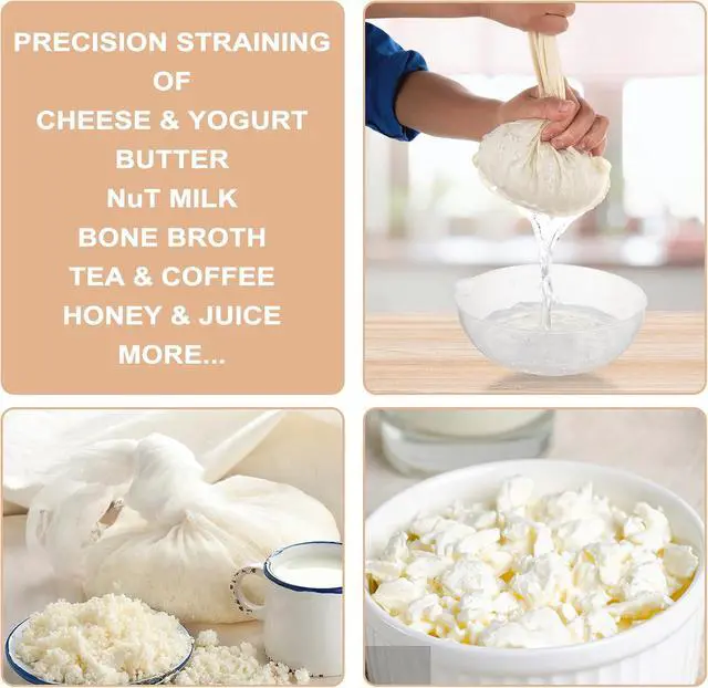Alt view image 5 of 7 - Gjinxi Nut Milk Cloth Strainer 3 Pcs Cheesecloth Filter Bags Cream Color | Reusable Cotton Food Strainer, Colanders, Fit Almond, Soy, Oat Milk, Tea, Juices, Cold Brew Coffee