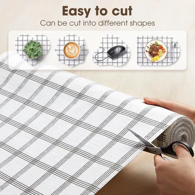 Alt view image 4 of 7 - Drawer and Shelf Liner for Kitchen Cabinets, Stripes, 12IN X 10FT | Non-Adhesive, Decorative, Easy to Cut, Non-Slip, Waterproof, Surface Protection, Cupboard, Bathroom, Closets
