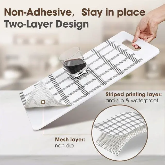 Alt view image 2 of 7 - Drawer and Shelf Liner for Kitchen Cabinets, Stripes, 12IN X 10FT | Non-Adhesive, Decorative, Easy to Cut, Non-Slip, Waterproof, Surface Protection, Cupboard, Bathroom, Closets