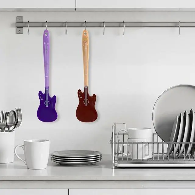 Alt view image 2 of 7 - Creative Guitar-shaped Silicone Spatula Set: Music-themed Tools, Two-tone Guitar Silicone Spatulas, Cooking Tools, A Great Helper in Kitchen Cooking.