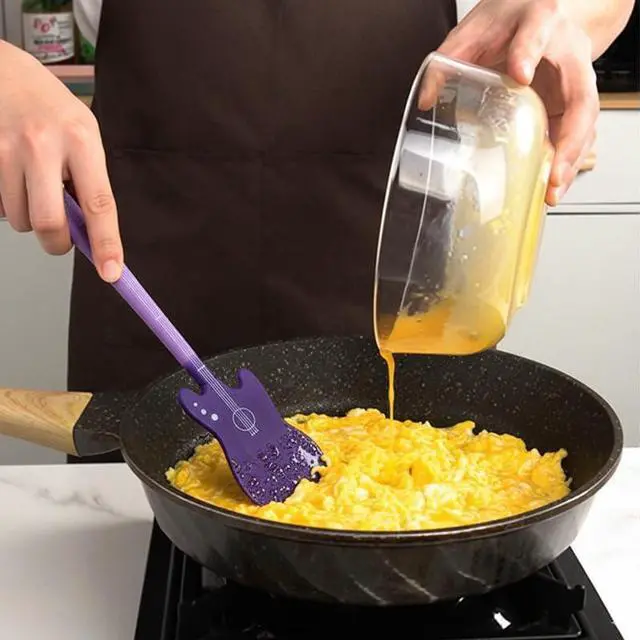 Alt view image 5 of 7 - Creative Guitar-shaped Silicone Spatula Set: Music-themed Tools, Two-tone Guitar Silicone Spatulas, Cooking Tools, A Great Helper in Kitchen Cooking.