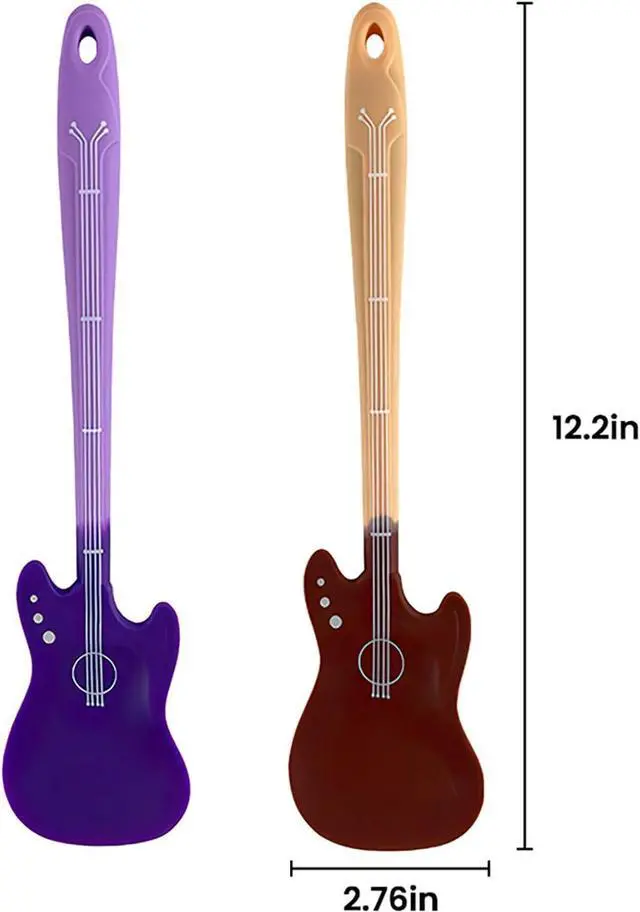 Alt view image 7 of 7 - Creative Guitar-shaped Silicone Spatula Set: Music-themed Tools, Two-tone Guitar Silicone Spatulas, Cooking Tools, A Great Helper in Kitchen Cooking.