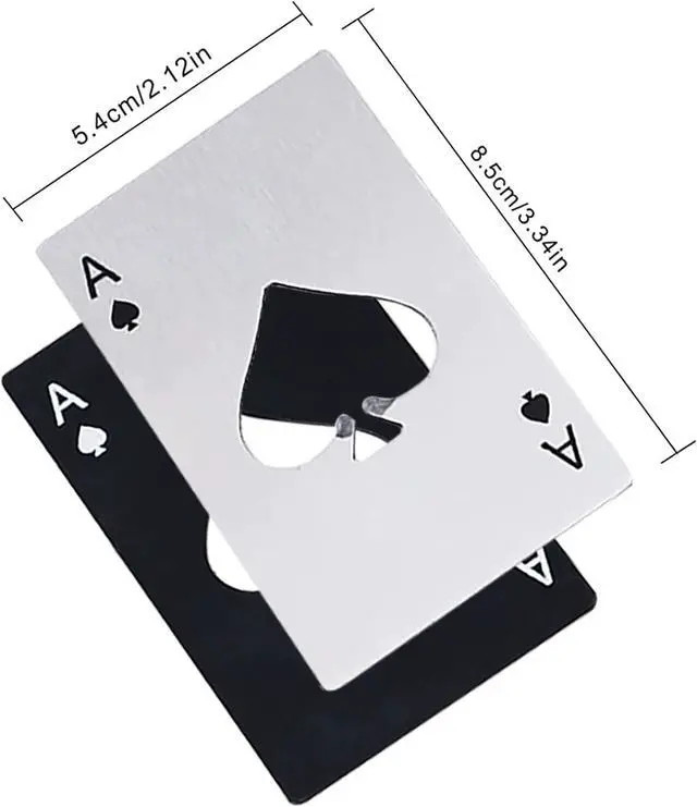Alt view image 2 of 6 - Ace Of Spades Bottle Opener Credit Card Size Pocker Cap Opener Portable Stainless Steel Can Opener (8 Pack Black & Silver)