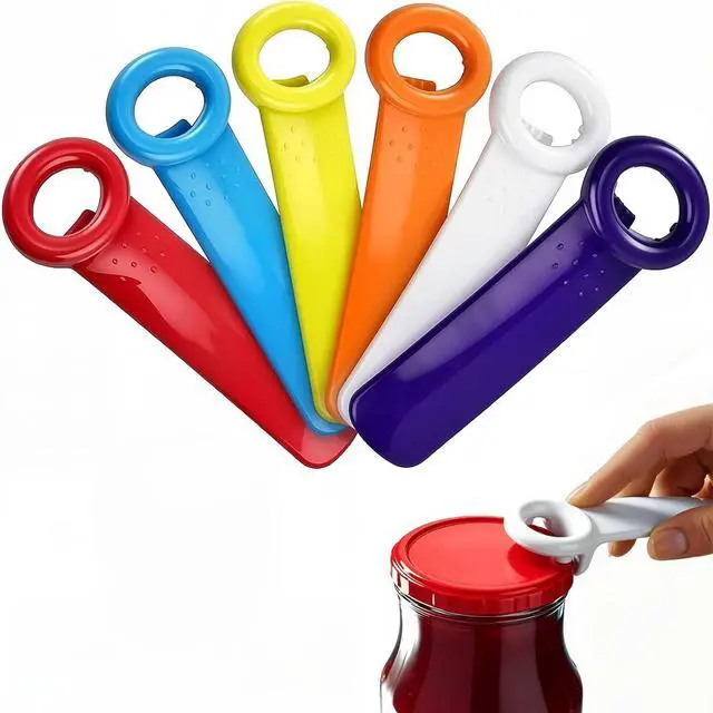 Main image of 6 Pack Jar Openers for Seniors, Jar Lid Opener, Jar Key and Bottle Openers | Pop stubborn vacuum seals with less gripping; six colorful jar keys also lift crown caps for kitchens, picnics, and parties