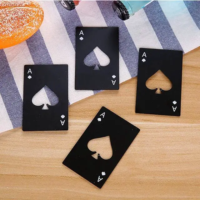 Alt view image 4 of 6 - Ace Of Spades Bottle Opener Credit Card Size Pocker Cap Opener Portable Stainless Steel Can Opener (8 Pack Black & Silver)