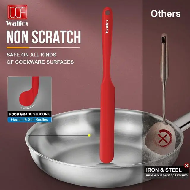 Alt view image 4 of 7 - Walfos Silicone Jar Spatula - High Heat Resistant Kitchen Spatulas(450°F,Cake Cream Butter Spatulas, for Cooking Mixing -BPA Free and Dishwasher Safe Mixing Batter Scraper Spatula, Red(2pcs)
