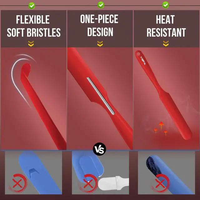 Alt view image 5 of 7 - Walfos Silicone Jar Spatula - High Heat Resistant Kitchen Spatulas(450°F,Cake Cream Butter Spatulas, for Cooking Mixing -BPA Free and Dishwasher Safe Mixing Batter Scraper Spatula, Red(2pcs)