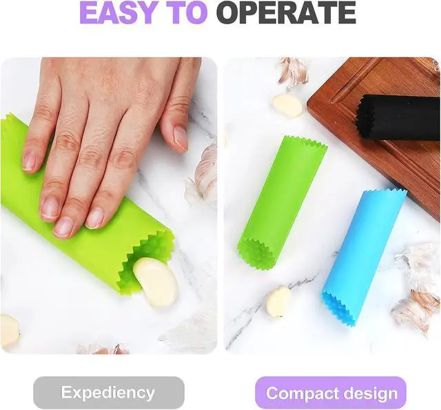 Alt view image 6 of 6 - 3pcs Silicone Garlic Peeler Tube Roller - Garlic Peeler, Roller, Rocker, Skin Remover Tool, Easy Clean Kitchen Gadget for Chefs Home Cooking