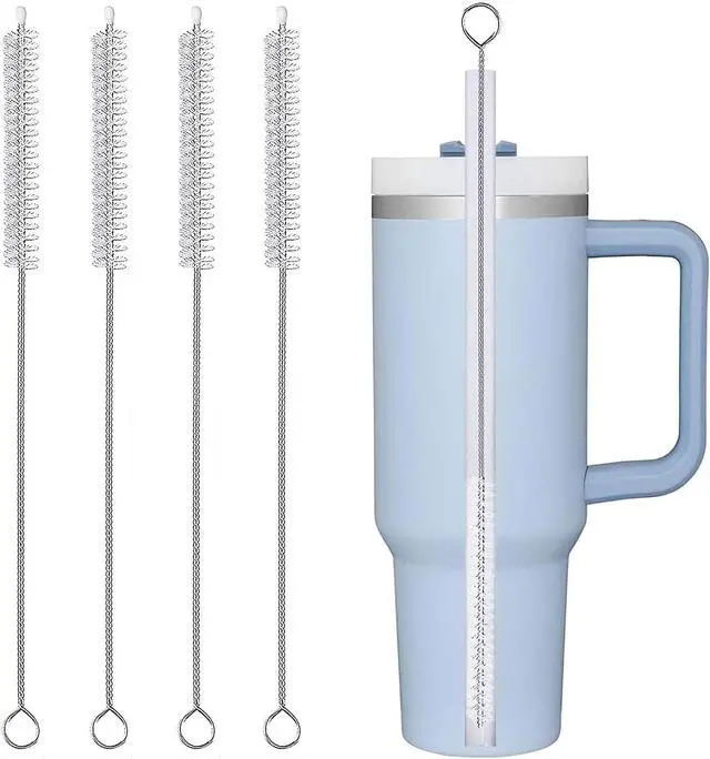 Main image of Straw Cleaner Brush Extra Long 12 InchStraw Brush Cleaner Stainless Steel Nylon Bristles Cleaner Brush for Cleaning Stanley Tumbler,Straws, Water Bottles, Coffee Makers,Pet Water Fountain 4-Pack