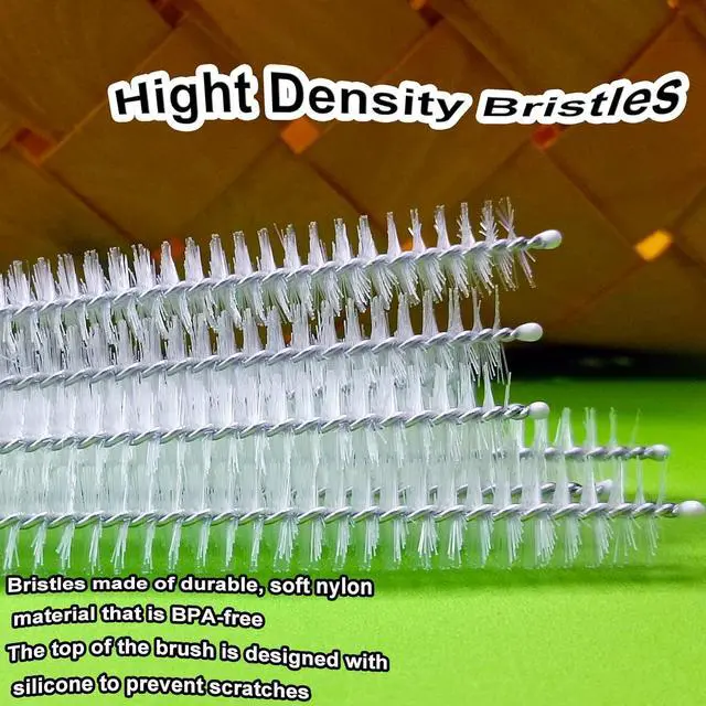 Alt view image 3 of 7 - Straw Cleaner Brush Extra Long 12 InchStraw Brush Cleaner Stainless Steel Nylon Bristles Cleaner Brush for Cleaning Stanley Tumbler,Straws, Water Bottles, Coffee Makers,Pet Water Fountain 4-Pack