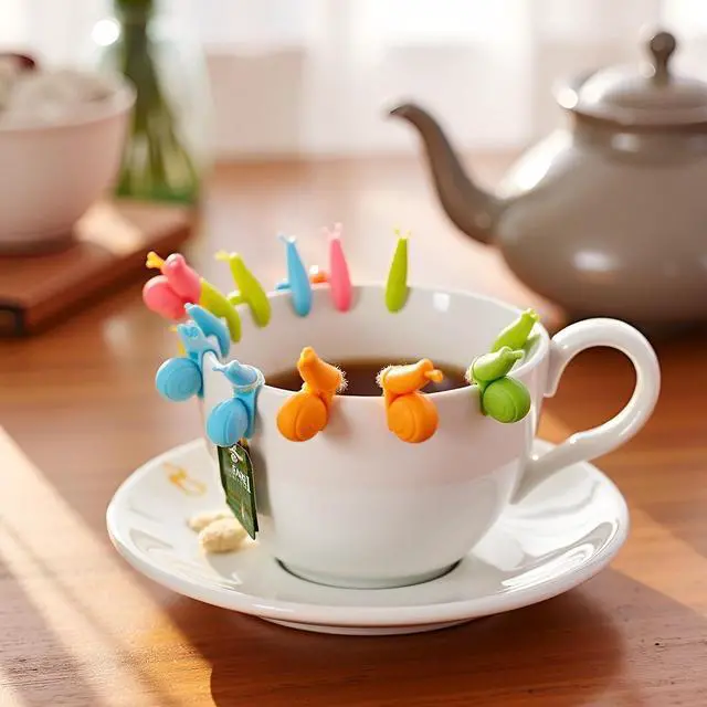 Alt view image 2 of 6 - 5 Pcs Colorful Snail Shape Silicone Tea Bag Holder Cup Snail Shaped Candy Silicone Tea Infuser Strainer Clip Gift Set Nice Design