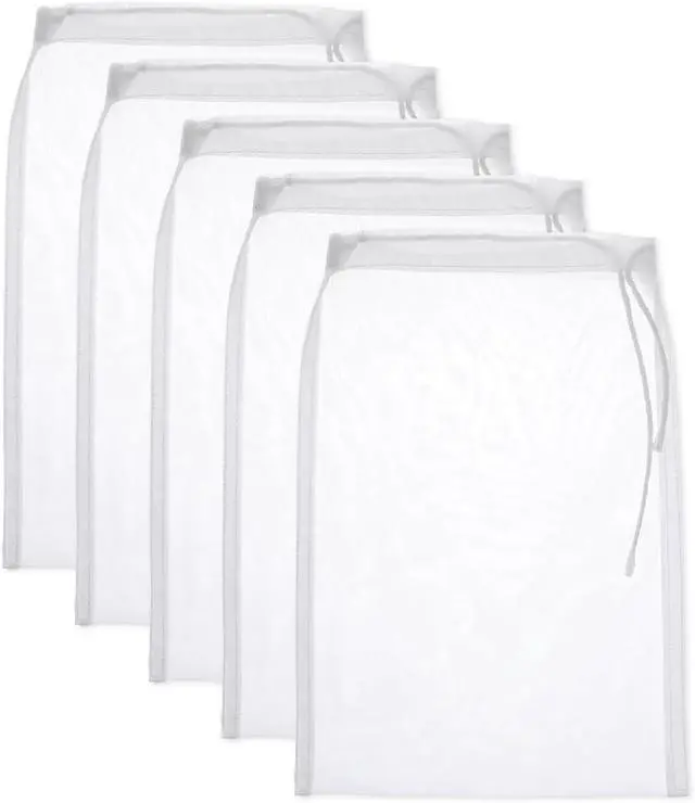 Main image of 5 Pcs Mesh Strainer Bag, 6 x 7.8 Inch Reusable Nut Milk Bag Nylon Fine Mesh Straining Brew Bag Cheese Cloth Bags Food Juicer Bags for Straining Fruit Juice Coffee Home Brewing Wine Yogurt Tea