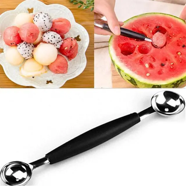 Main image of 2 in 1 Stainless Steel Melon Ballers Melon Scoop,Double-Sided Fruit Melon Baller Spoon, Suitable Watermelon Cantaloupe Ice Cream Comfortable Non-Slip Grip