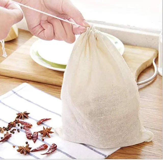 Main image of HLLMX 20 PCSReusable Tea Bag Spice Bags Muslin Bags Unbleached for Herbs Tea Coffee Cooking Brewing Straining Cheesecloth Bone Broth Brew Bags Soup Gravy Broth Stew Bags