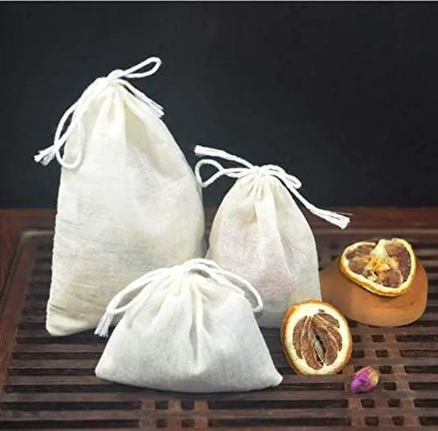 Alt view image 3 of 5 - HLLMX 20 PCSReusable Tea Bag Spice Bags Muslin Bags Unbleached for Herbs Tea Coffee Cooking Brewing Straining Cheesecloth Bone Broth Brew Bags Soup Gravy Broth Stew Bags